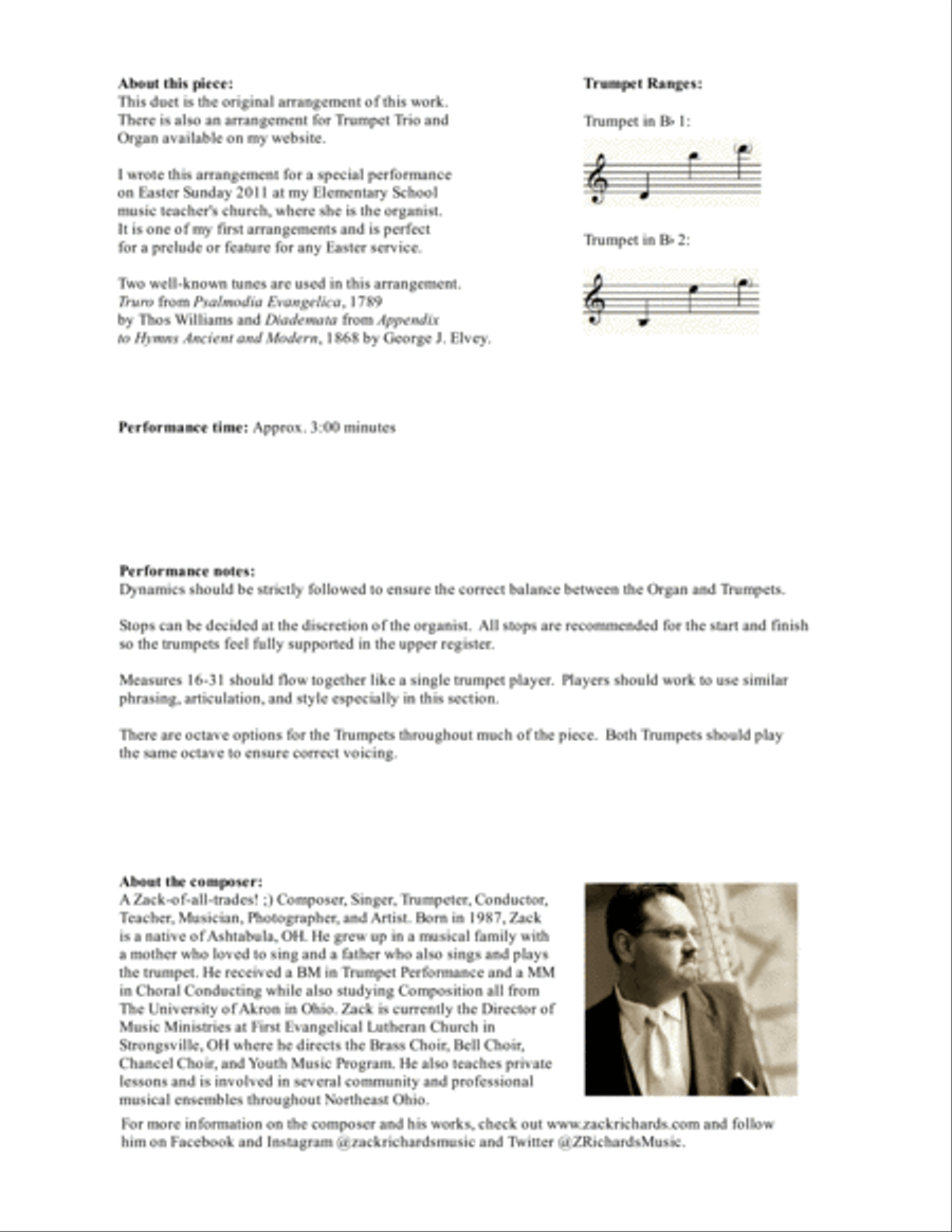Fanfare for Easter for Trumpet Duet and Organ Trumpet Duet scores gallery preview page 2