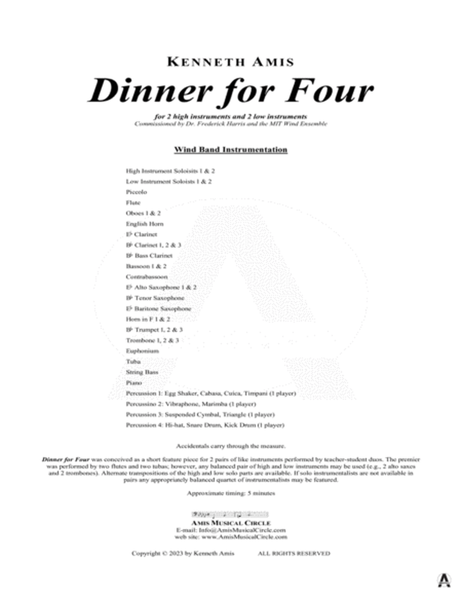 Dinner for Four - STUDY SCORE ONLY image number null