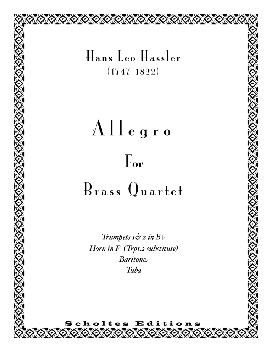 Hans Leo Hassler: ALLEGRO for Brass Quartet