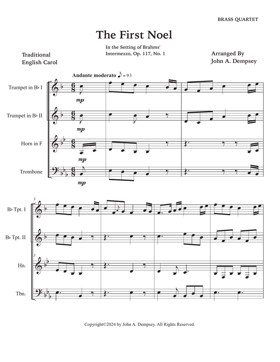 The First Noel (Brass Quartet): Two Trumpets, Horn in F and Trombone Brass Quartet scores gallery preview page 5