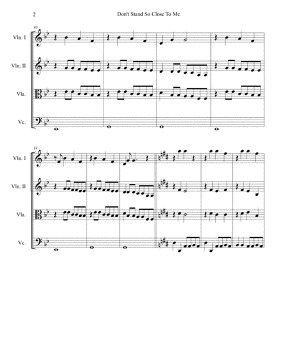 Don't Stand So Close To Me String Quartet scores gallery preview page 2