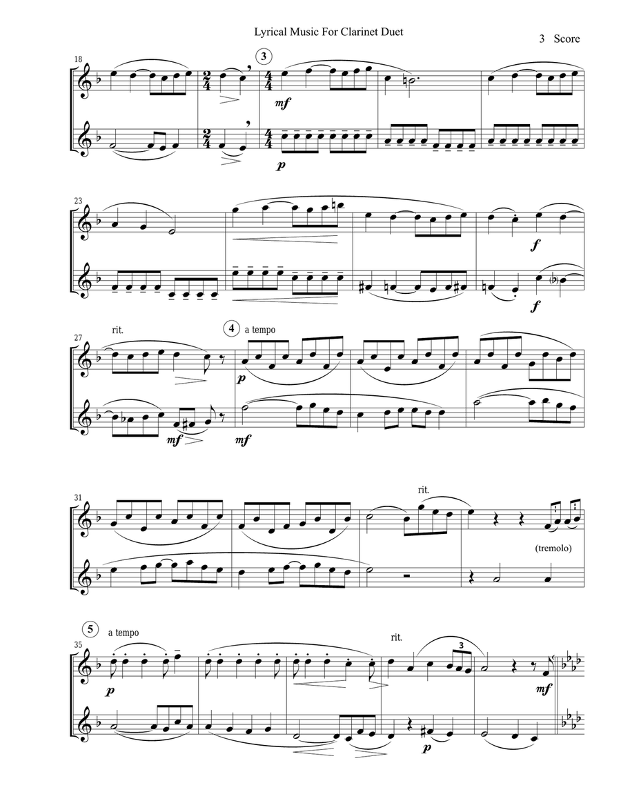 Lyrical Music for Clarinet Duet Clarinet Duet scores gallery preview page 5