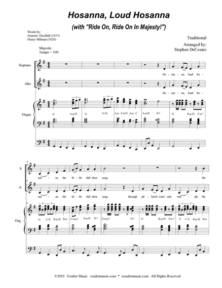 Hosanna, Loud Hosanna (with "Ride On, Ride On In Majesty!") (2-part choir (SA) - Organ) image number null