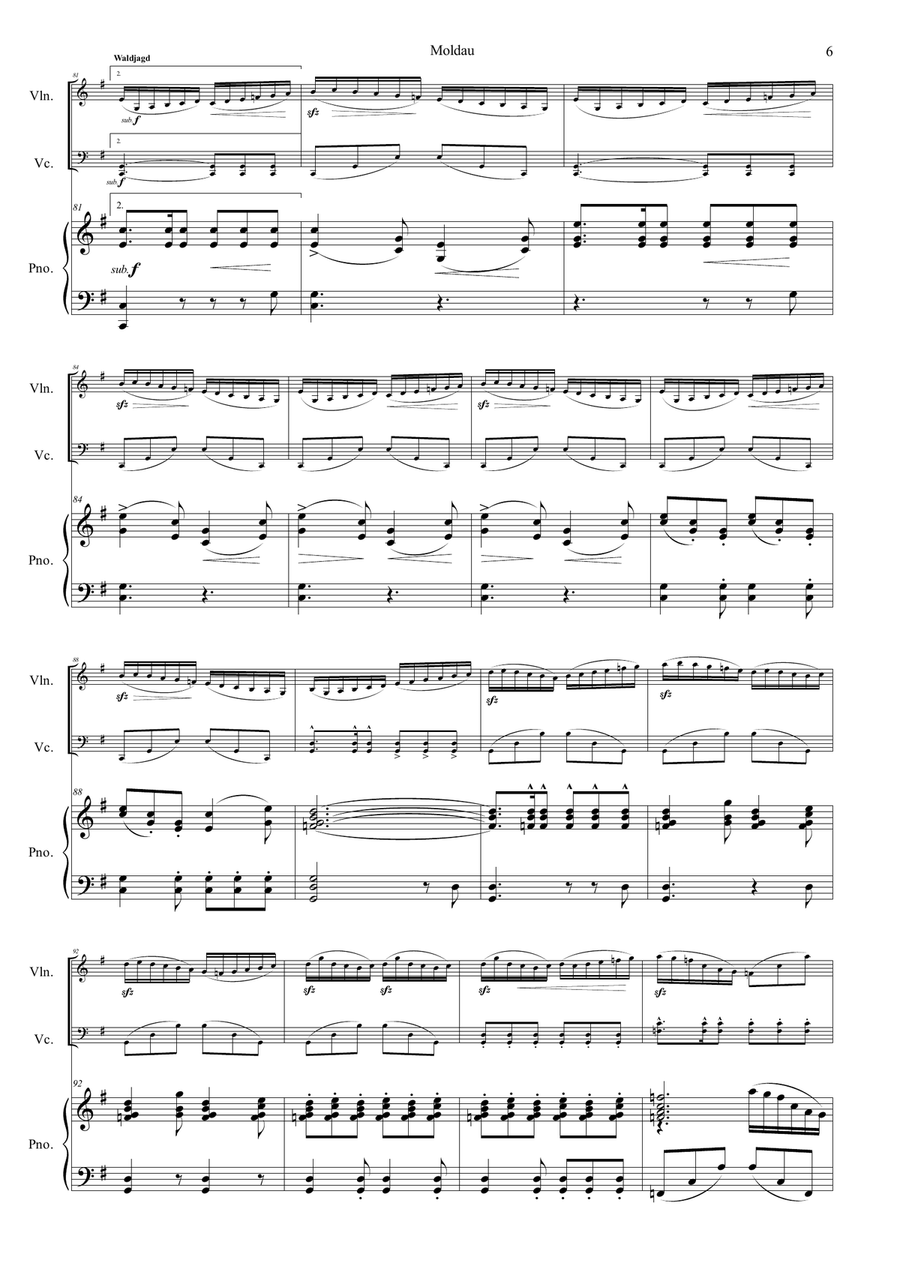Smetana - Die Moldau for Pianotrio Piano Trio scores gallery preview page 6