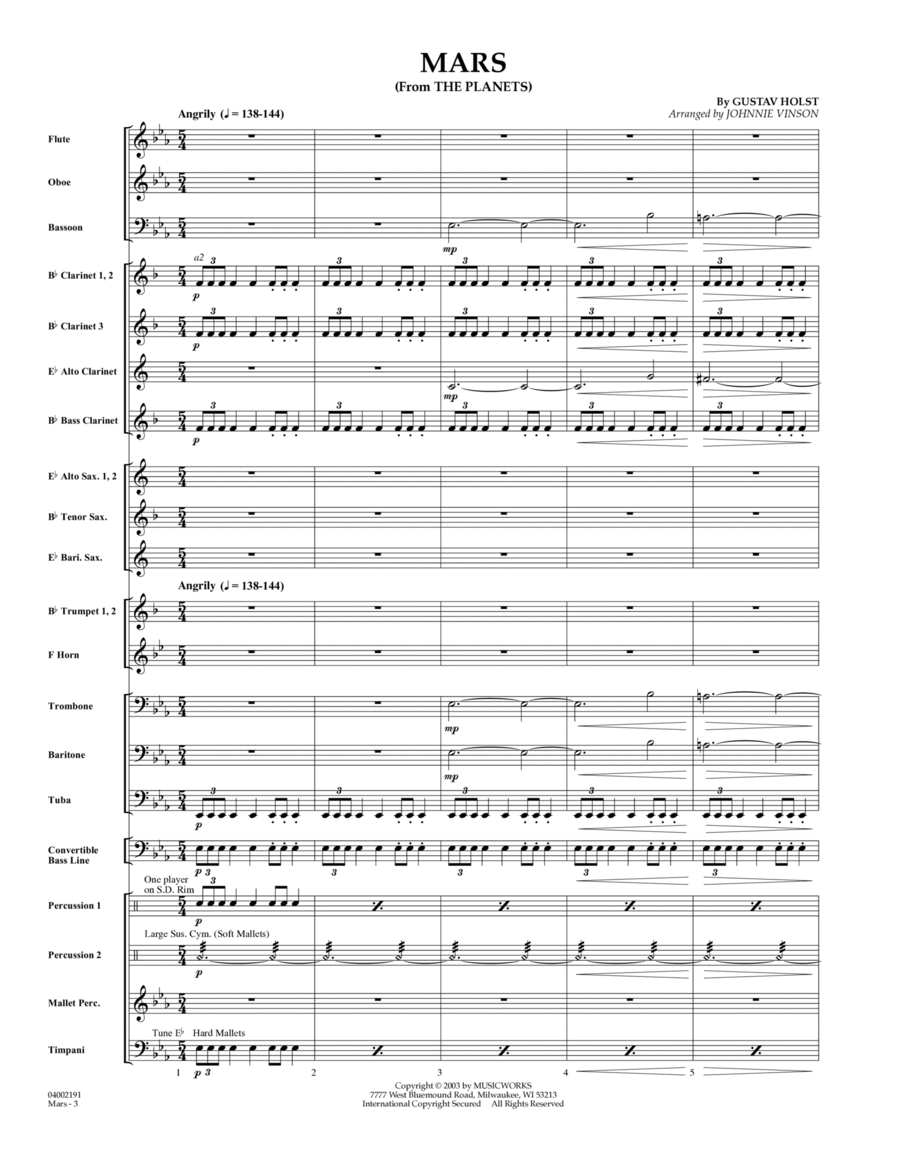 Mars (from The Planets) - Conductor Score (Full Score) Concert Band scores gallery preview page 1