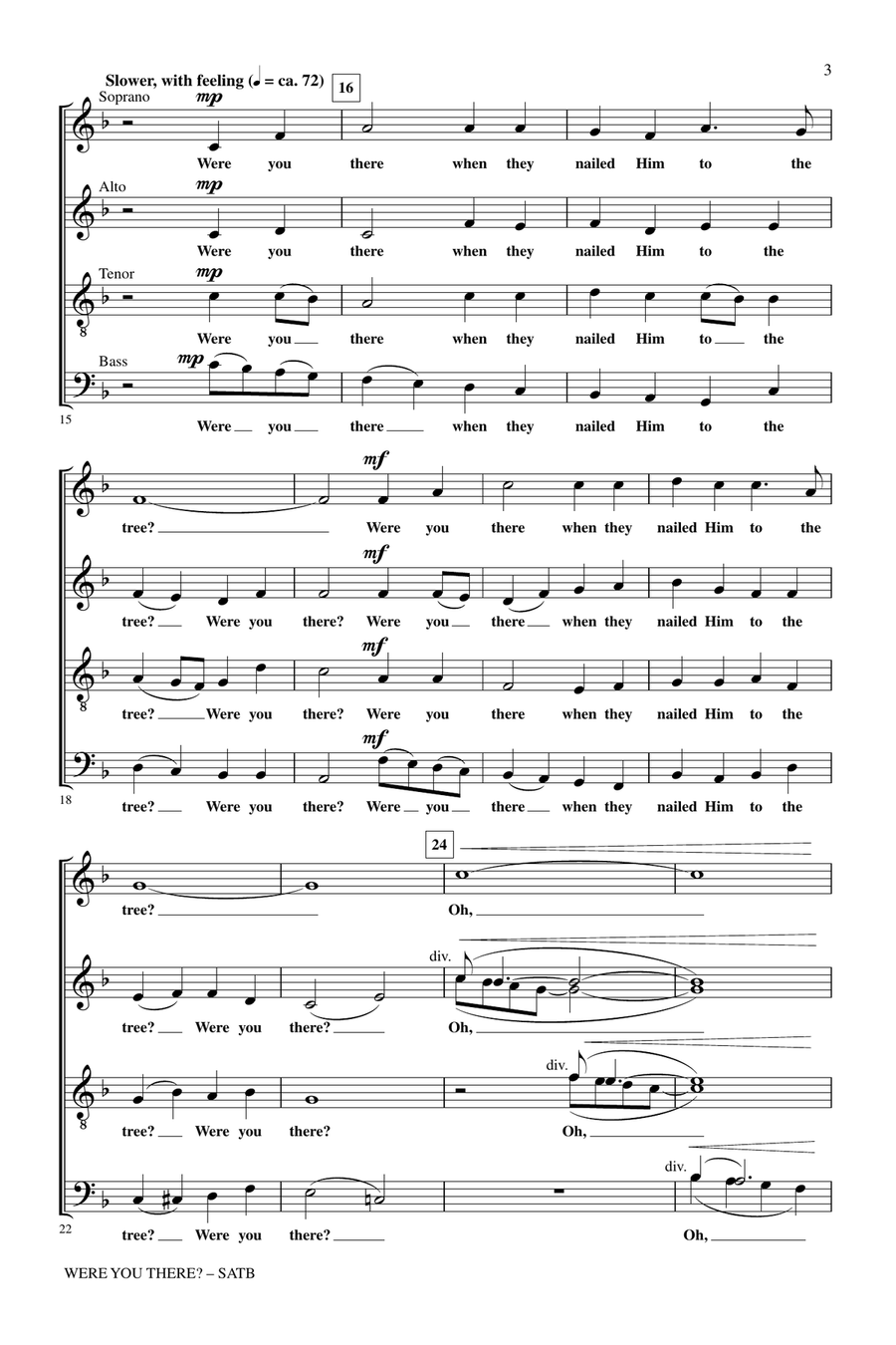 Were You There When They Crucified My Lord? 4-Part scores gallery preview page 2