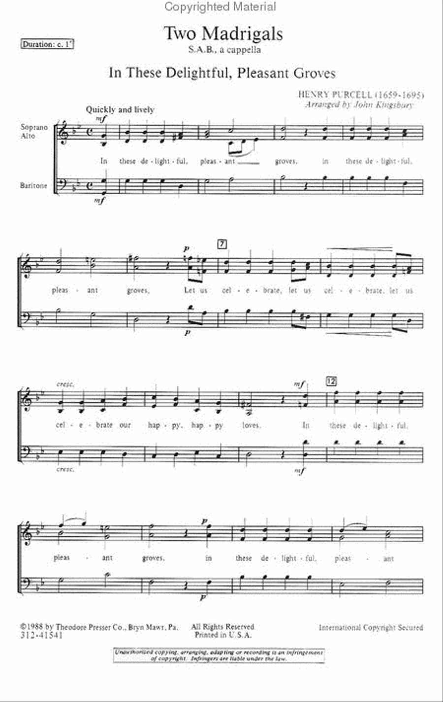 Two Madrigals 3-Part scores gallery preview page 2