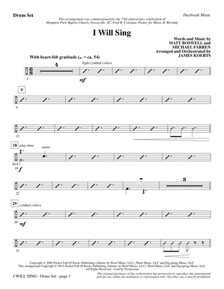 I Will Sing - Drums