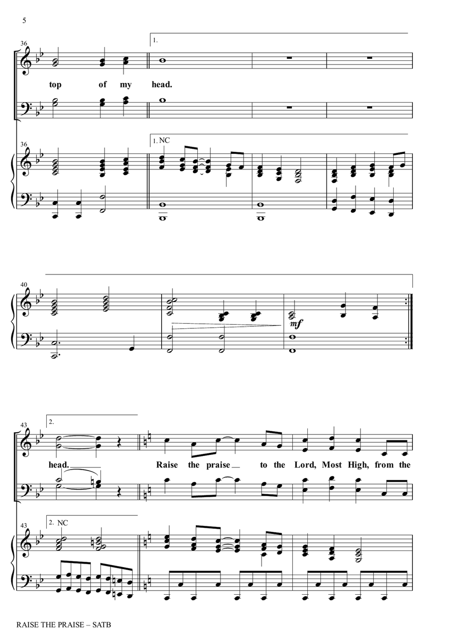 RAISE THE PRAISE (SATB Choir with Piano) 4-Part scores gallery preview page 6