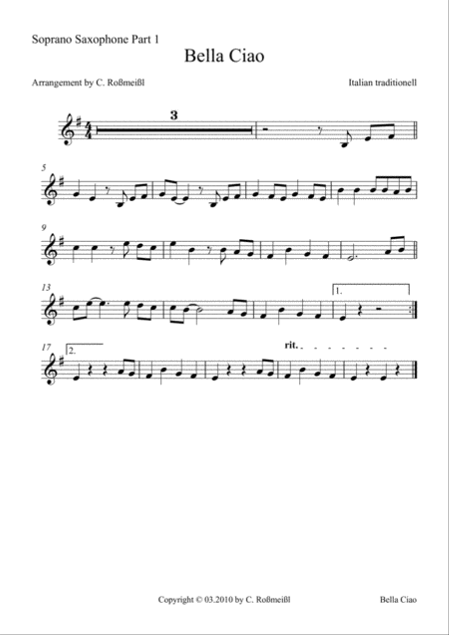 Bella Ciao Saxophontrio Woodwind Trio scores gallery preview page 4