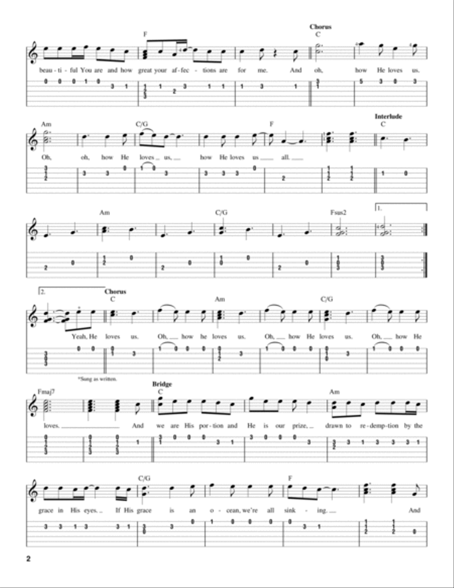 How He Loves Guitar Tablature scores gallery preview page 2