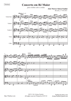 Short Concerto Ré M in style of Vivaldi (violin solo, string orchestra): score and parts.