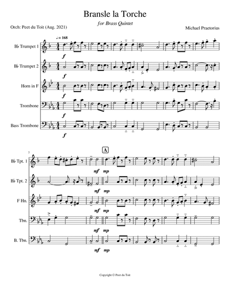 Bransle la Torche - Michael Praetorius (Brass Quintet) image number null