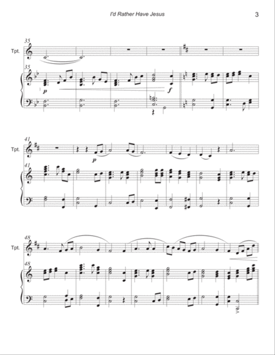 I'd Rather Have Jesus B-Flat Trumpet scores gallery preview page 3