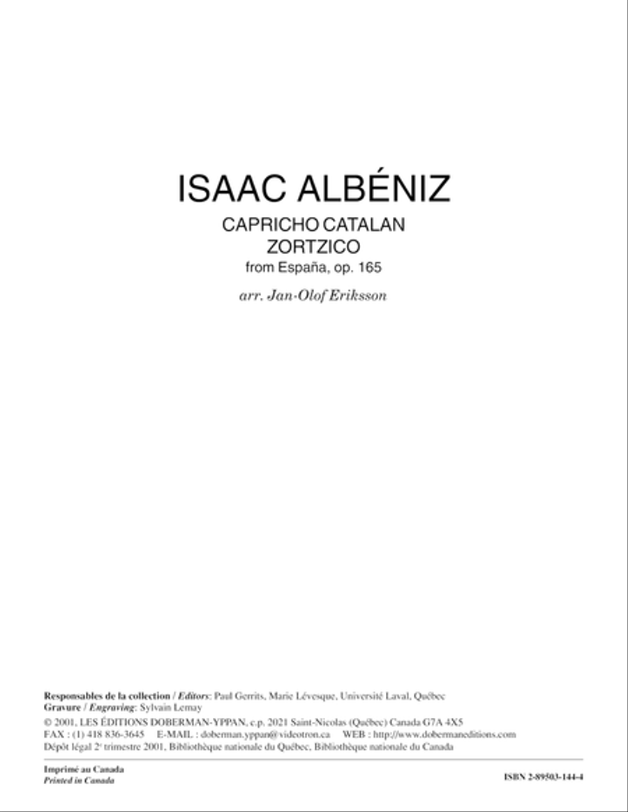 Capricho catalan & Zortzico op. 165 Guitar Ensemble scores gallery preview page 1