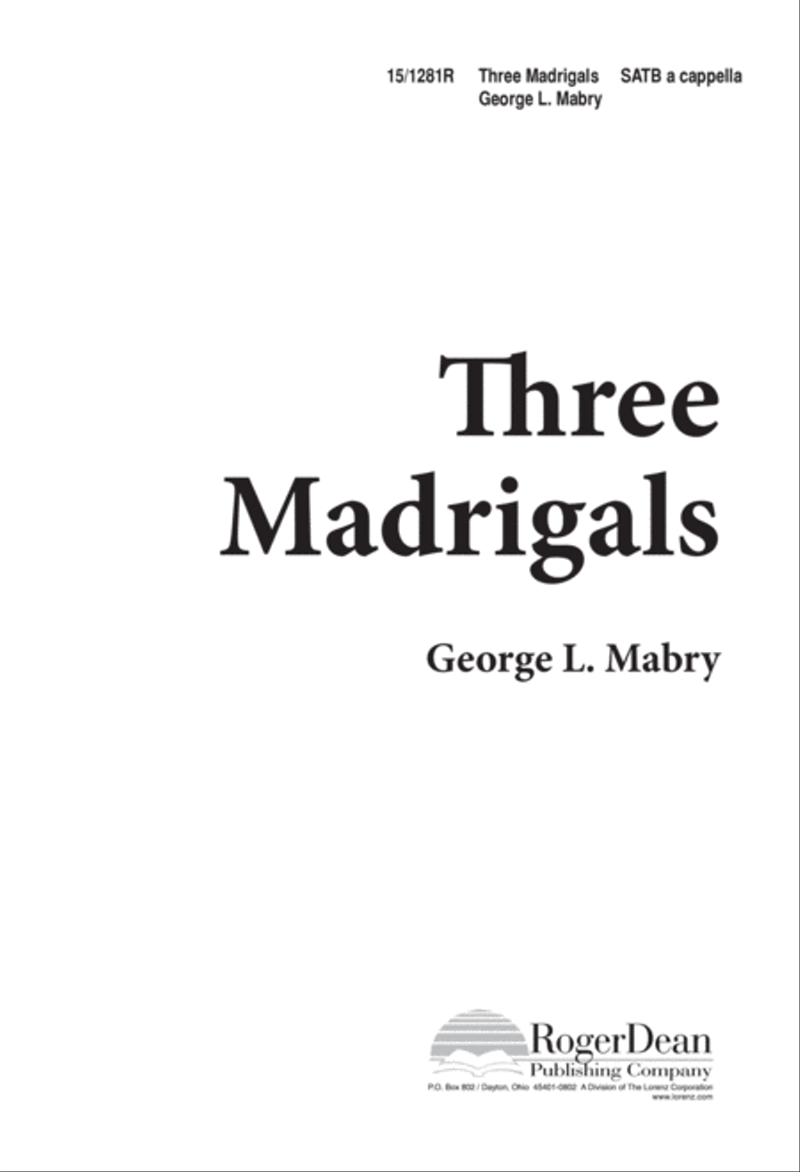 Three Madrigals Three Madrigals 4-Part scores gallery preview page 1