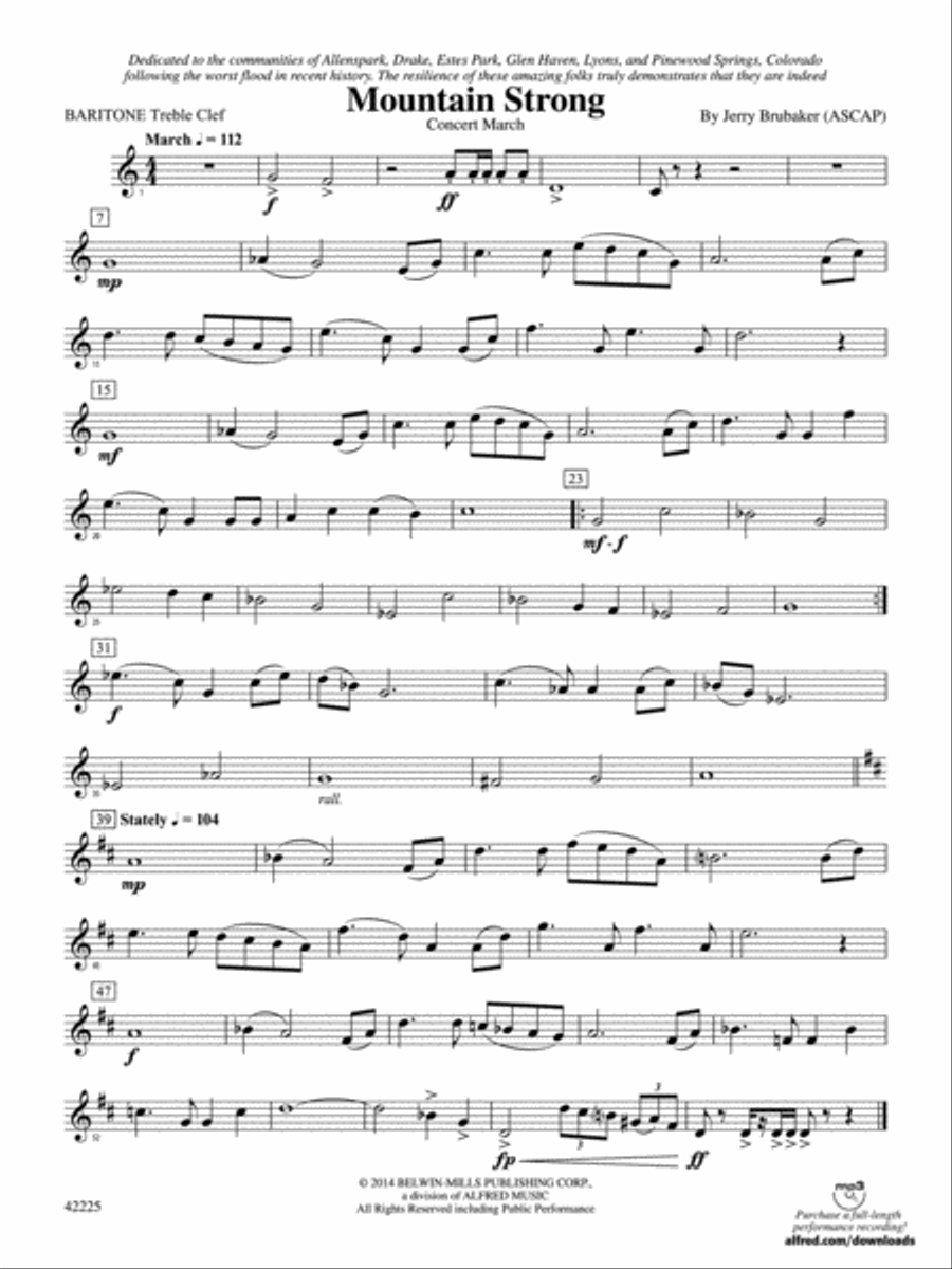 Mountain Strong: Baritone T.C. Concert Band scores gallery preview page 1