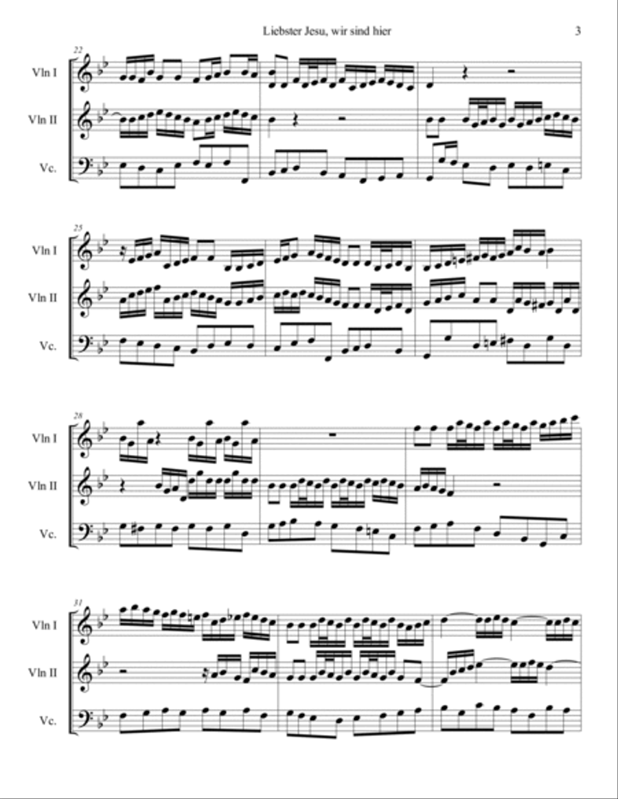 Liebster Jesu, wir sind hier (trio). BACH J.S. - BWV 754 String Trio scores gallery preview page 3