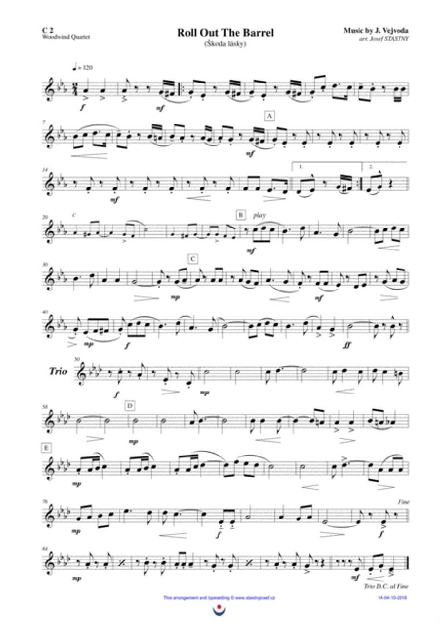 Roll Out The Barrel Woodwind Quartet scores gallery preview page 5