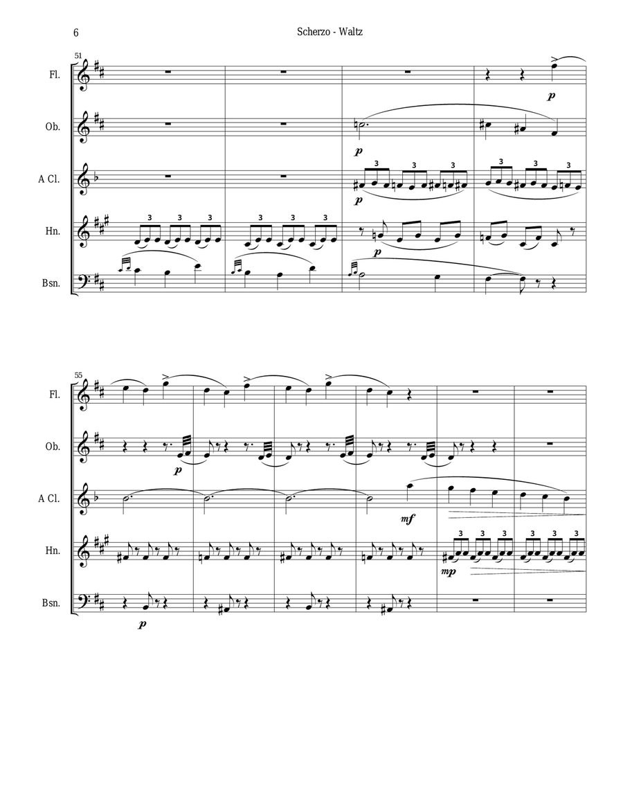 Chabrier - wind quintet - Scherzo from Suite Pastorale Woodwind Quintet scores gallery preview page 6