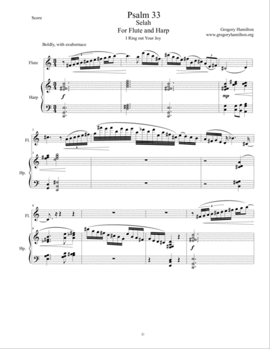 Psalm 33 Selah For Flute and Harp by Gregory Hamilton Flute - Digital Sheet Music