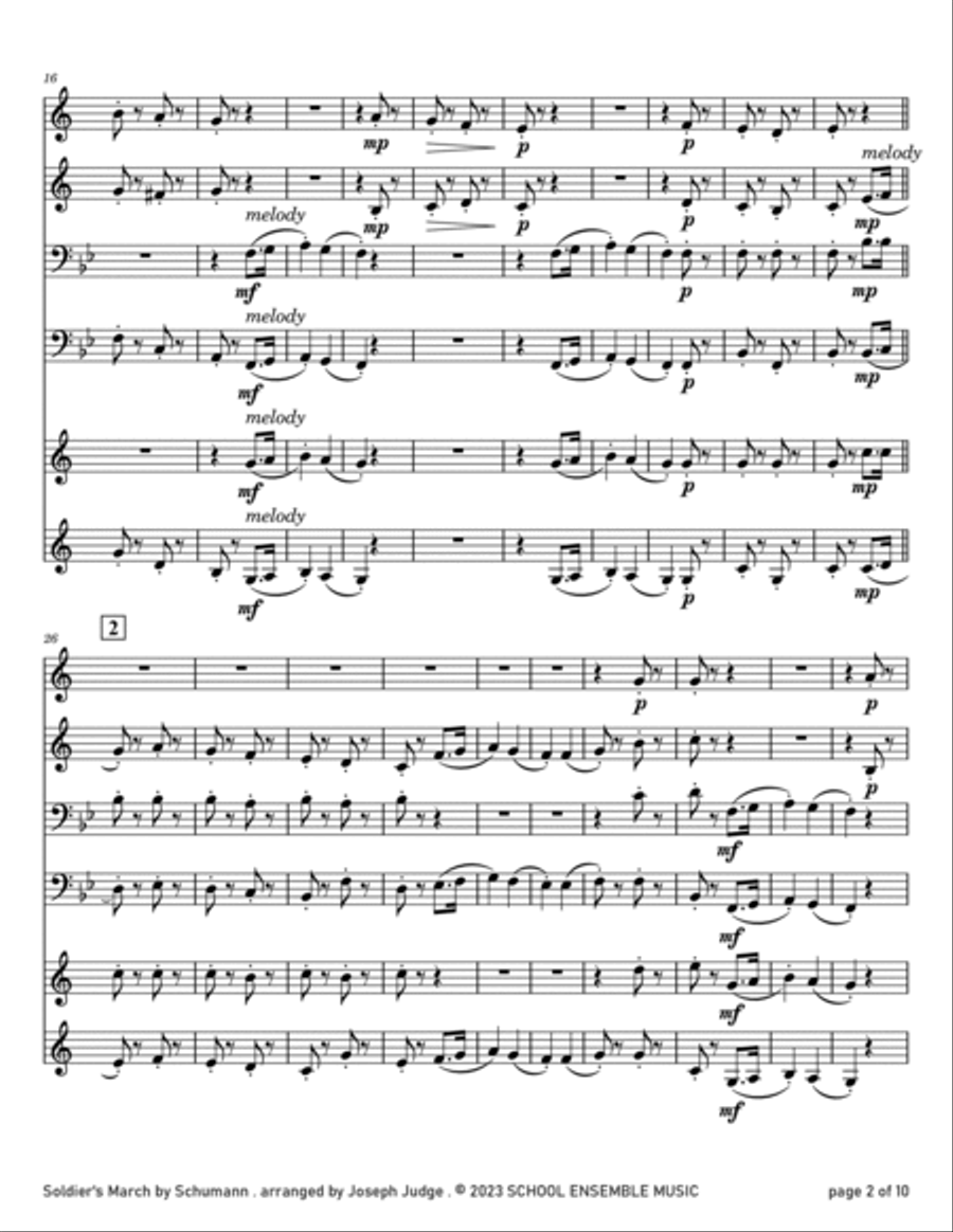 Soldier's March by Schumann for Brass Quartet in Schools Brass Quartet scores gallery preview page 2