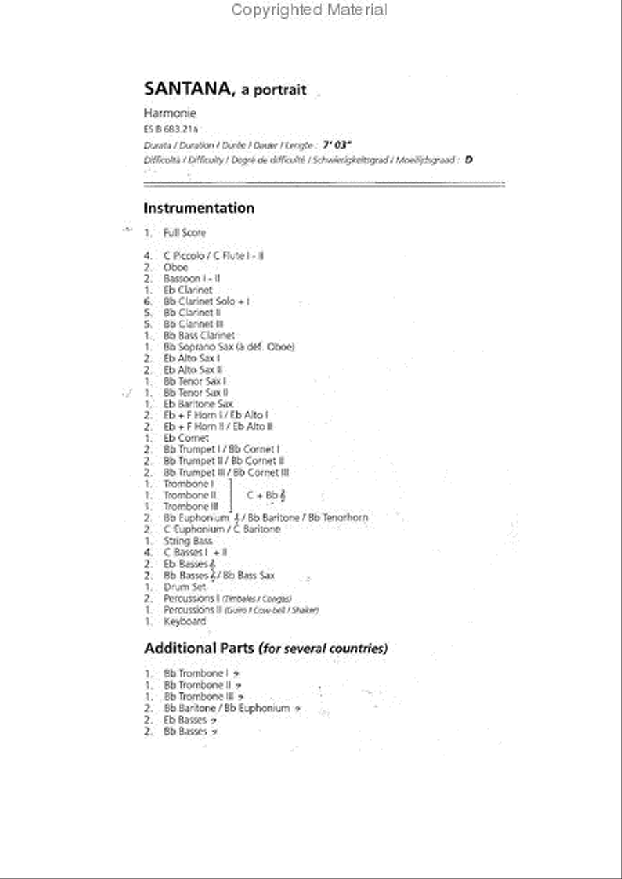 Santana, a Portrait Santana, a Portrait Concert Band scores gallery preview page 2