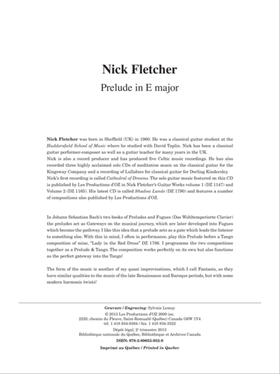 Prelude in E major Classical Guitar scores gallery preview page 1
