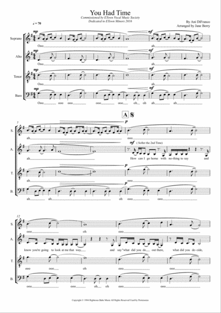You Had Time 4-Part scores gallery preview page 1