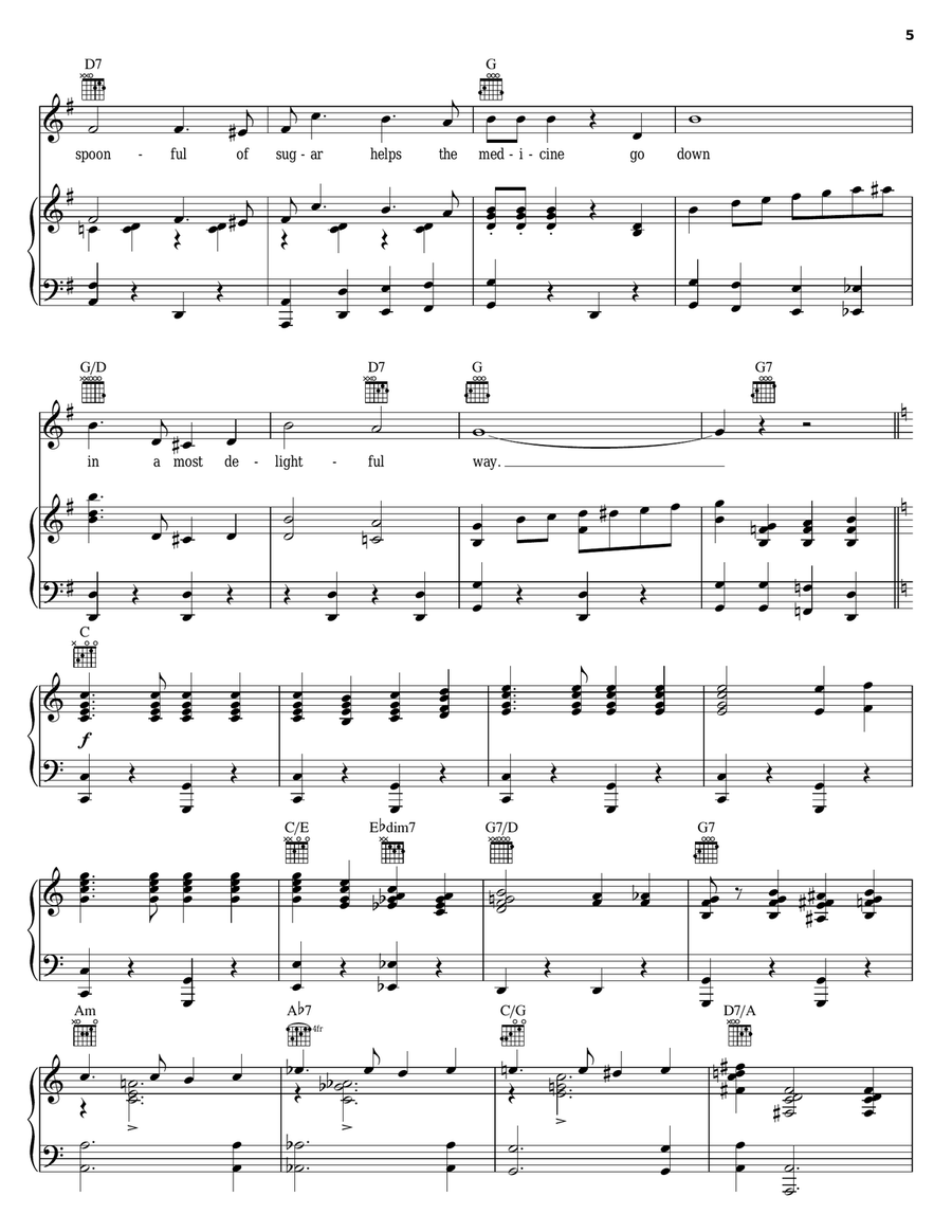 A Spoonful Of Sugar (from Mary Poppins: The Musical) Piano, Vocal, Guitar scores gallery preview page 5