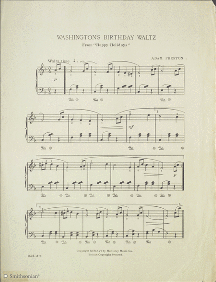 Washington's Birthday Waltz Piano Solo scores gallery preview page 3
