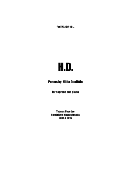 H.D. ... Seven Poems by Hilda Doolittle (2015) for soprano and piano image number null