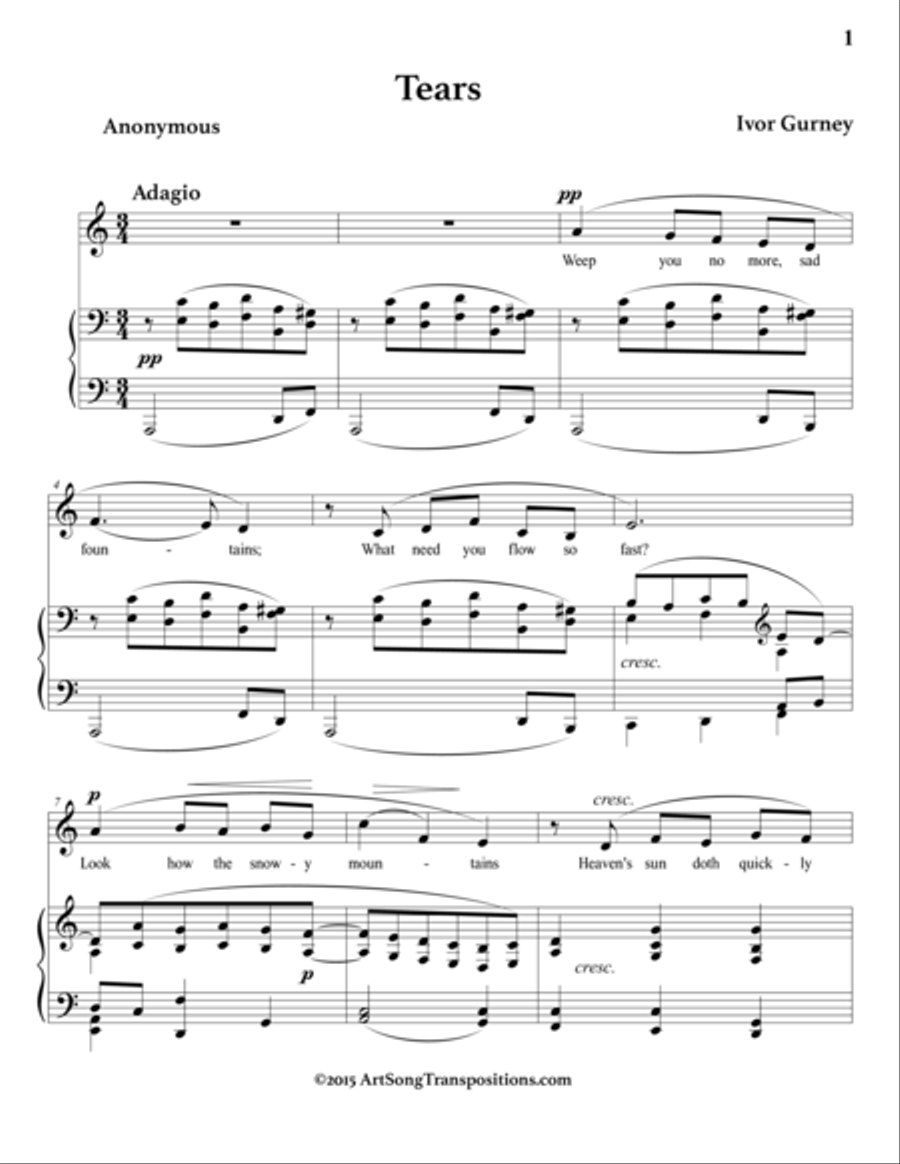 GURNEY: Tears (transposed to A minor) Voice scores gallery preview page 2