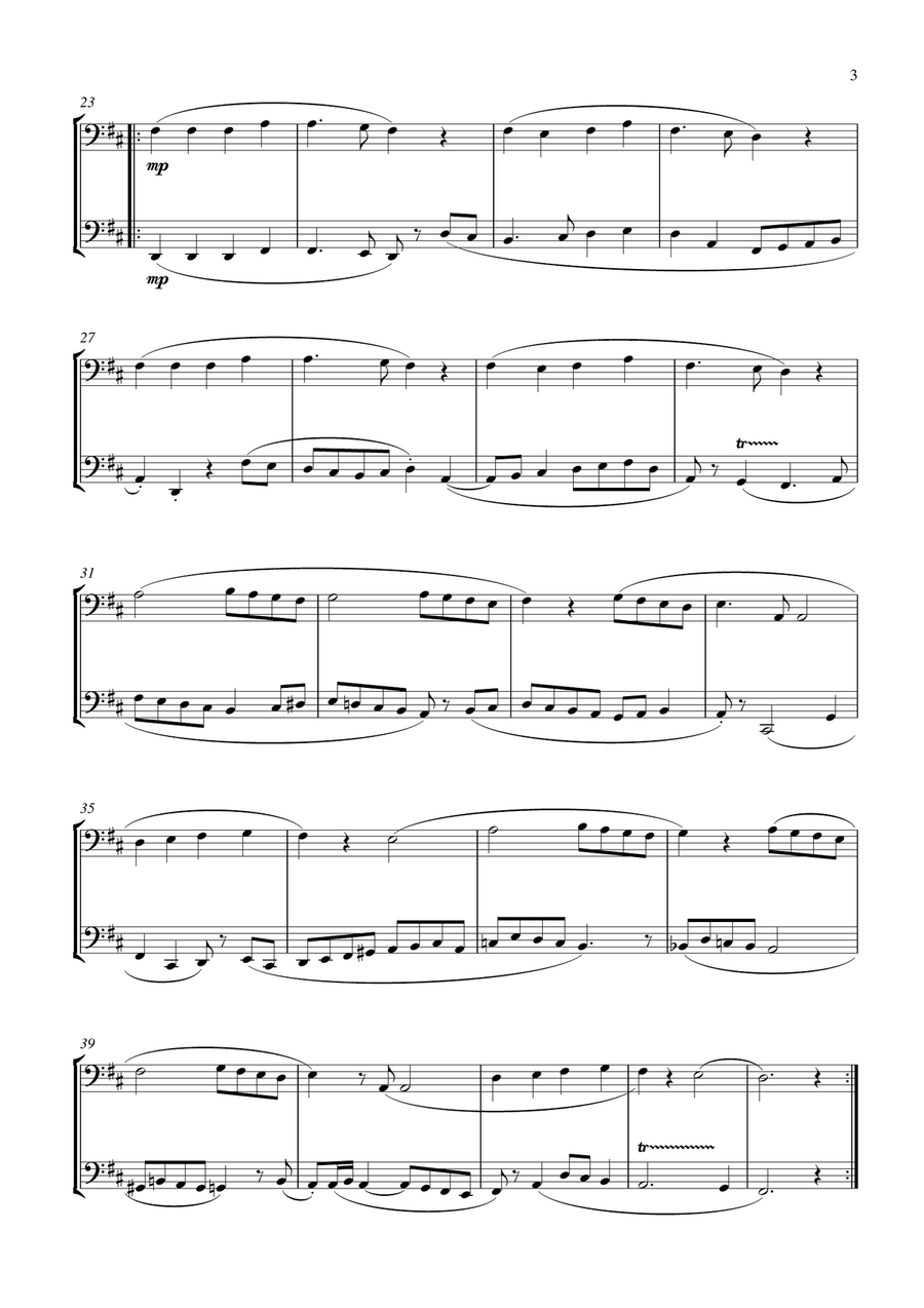 15 Popular Christmas Songs for Bassoon Duet (Suitable for beginning / intermediate bassoonists) Woodwind Duet scores gallery preview page 3