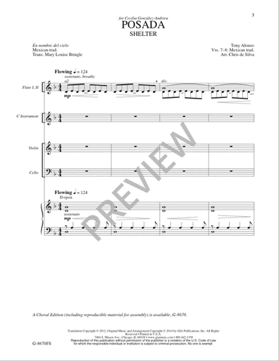 Posada - Full Score and Parts 4-Part scores gallery preview page 2