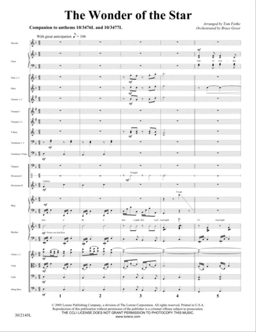 The Wonder of the Star - Orchestral Score and Parts Full Orchestra scores gallery preview page 3
