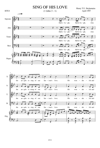 Sing of His Love (SATB Chorus)