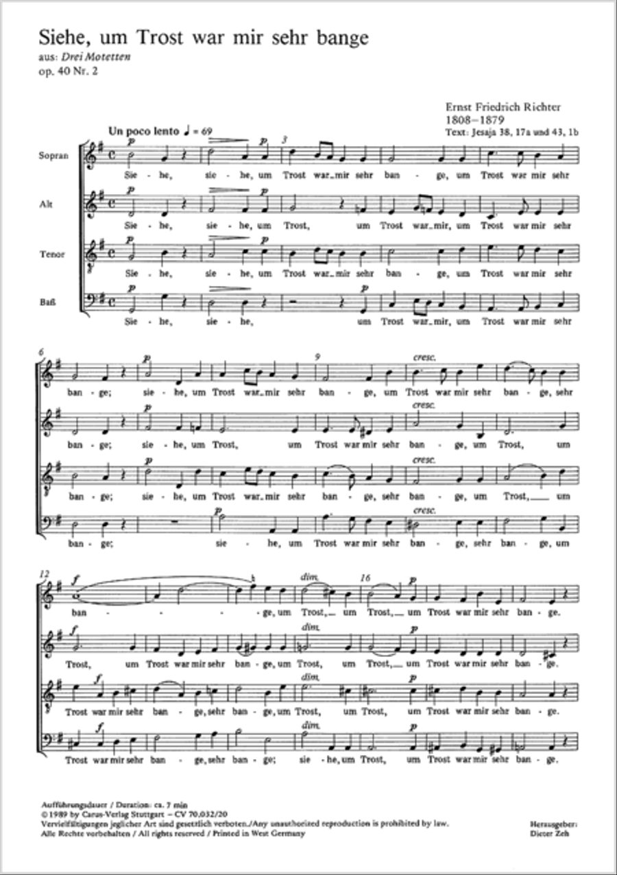 Siehe, um Trost war mir sehr bange 4-Part scores gallery preview page 10