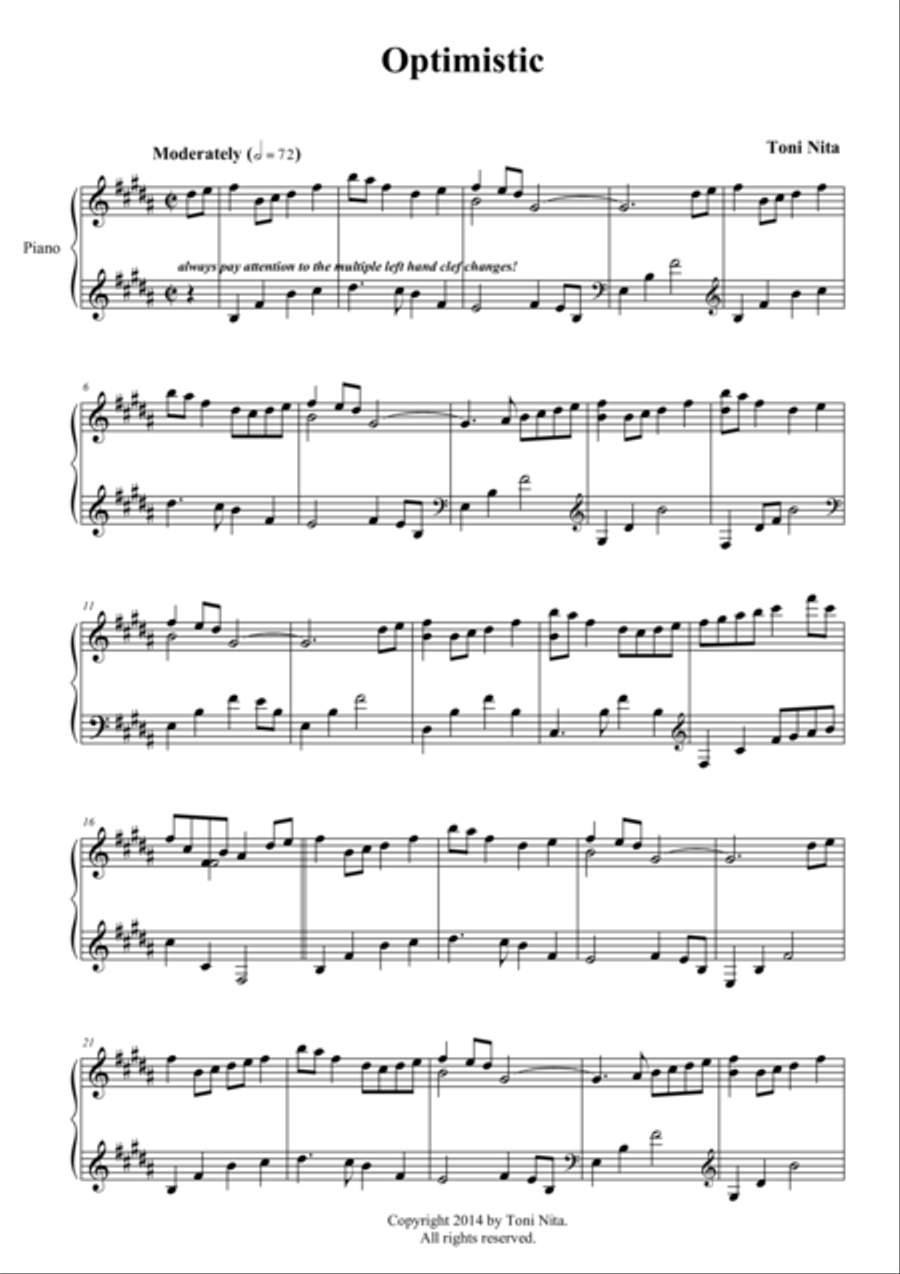 Optimistic Piano Solo scores gallery preview page 1