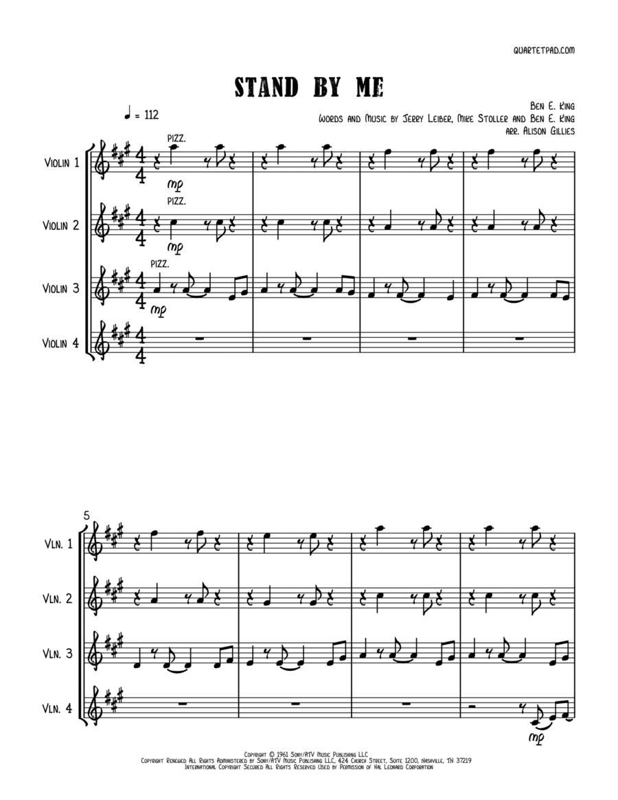 Stand By Me String Quartet scores gallery preview page 1