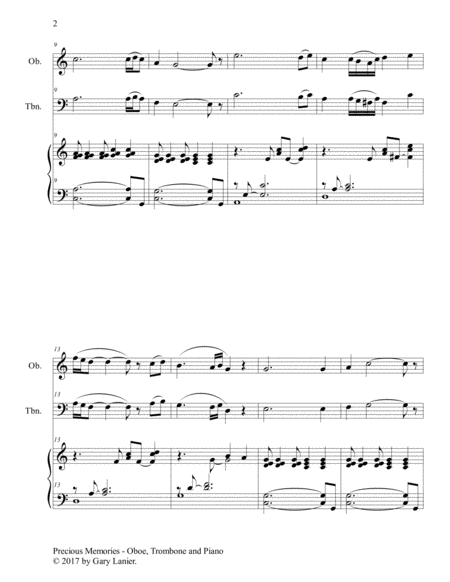 Precious Memories (Trio - Oboe, Trombone & Piano with Score/Part) image number null