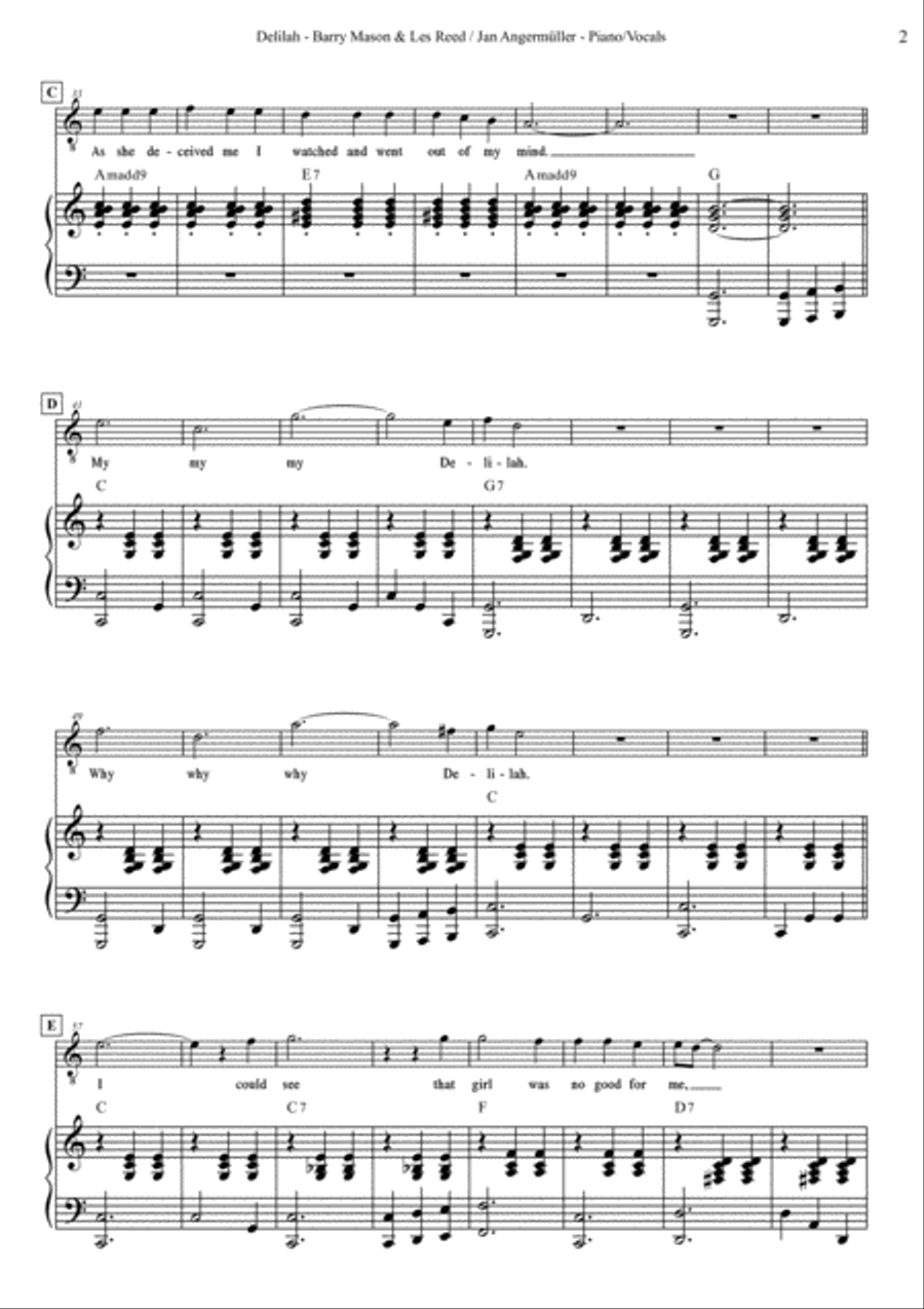 Delilah Delilah Tenor Voice scores gallery preview page 4