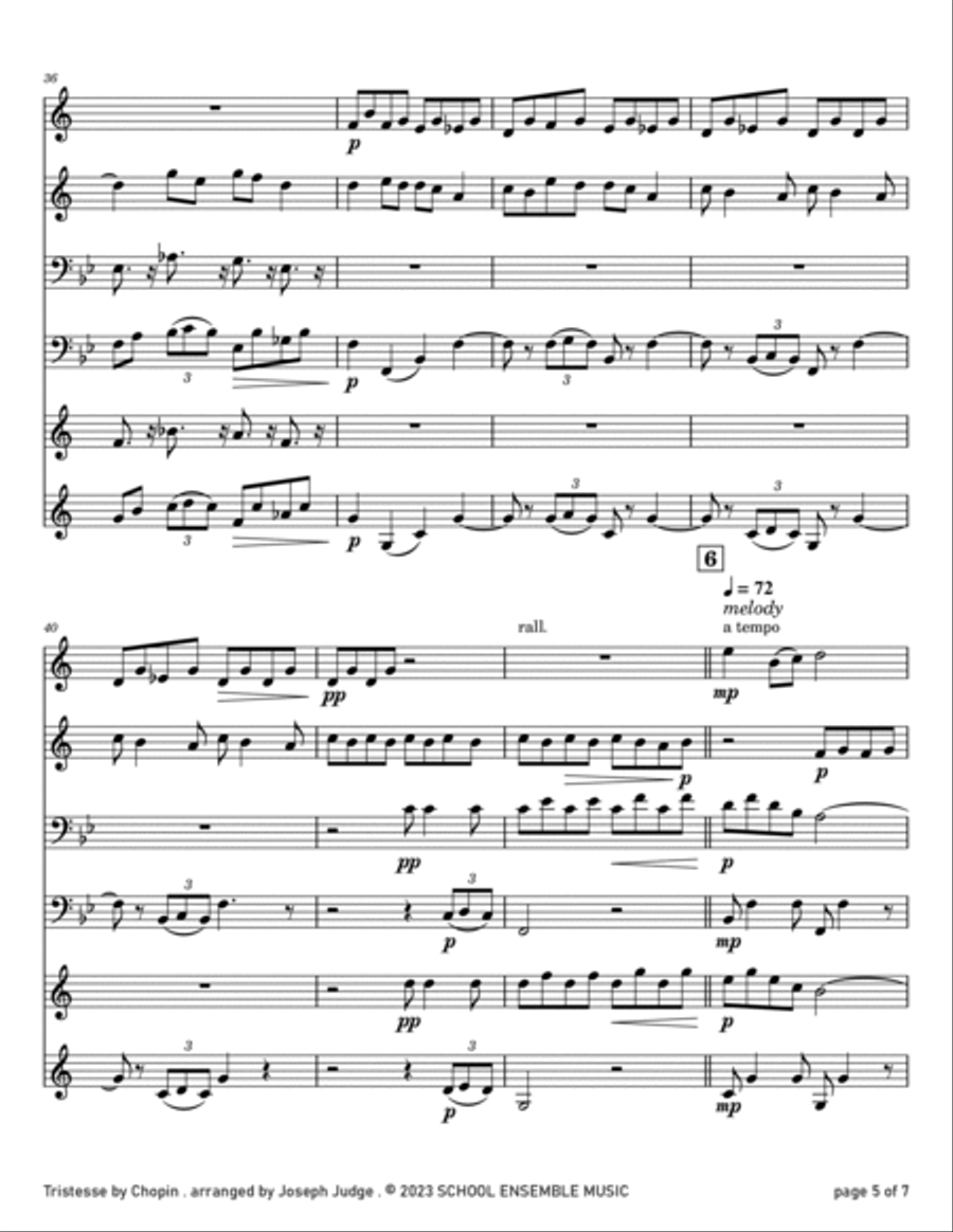 Tristesse by Chopin for Brass Quartet in Schools Brass Quartet scores gallery preview page 5