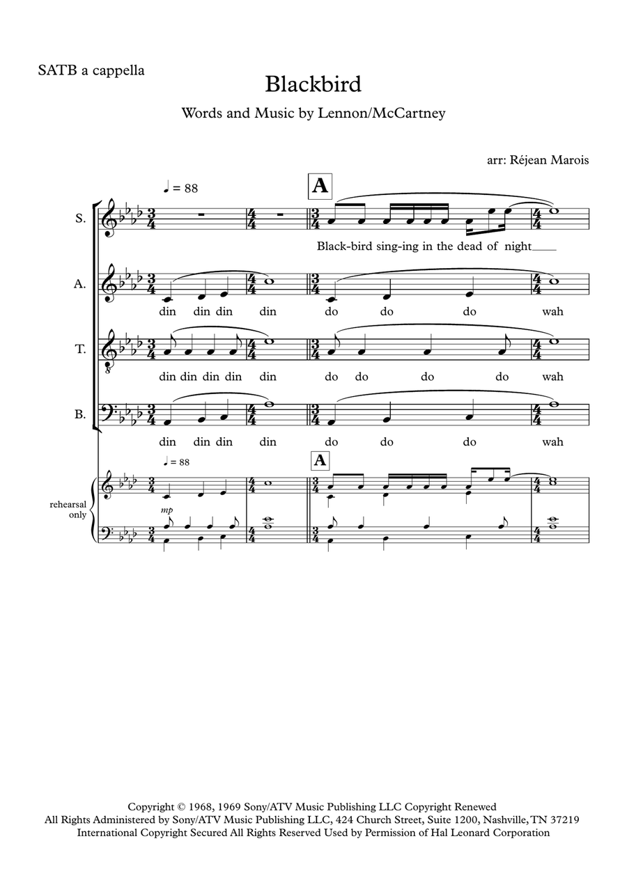 Blackbird 4-Part scores gallery preview page 1