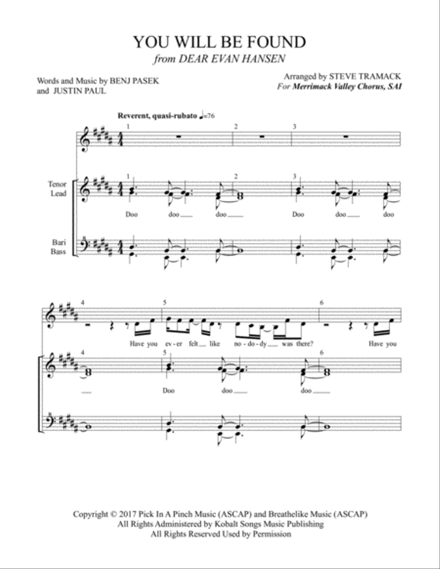 You Will Be Found You Will Be Found SSAA scores gallery preview page 1