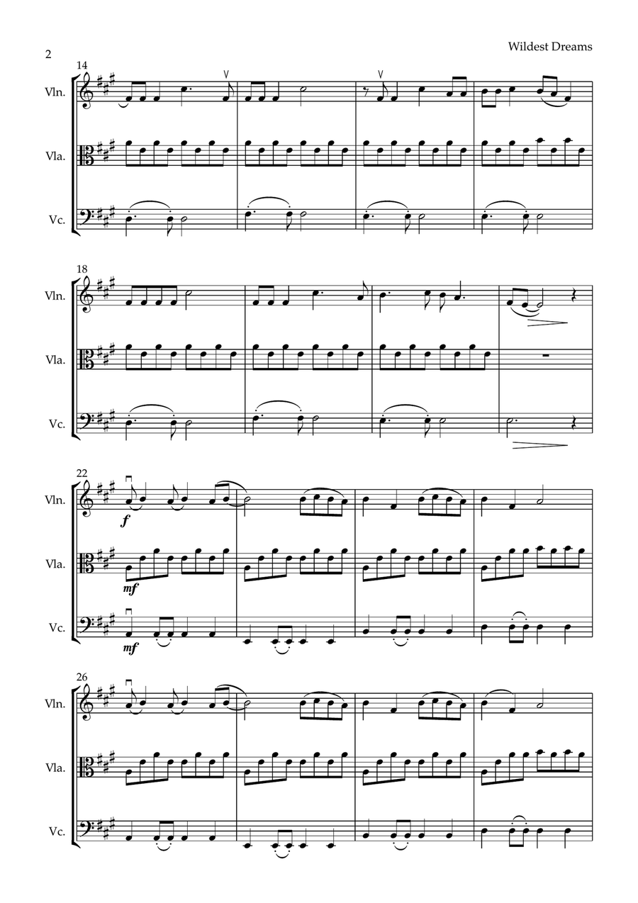 Wildest Dreams String Trio scores gallery preview page 2