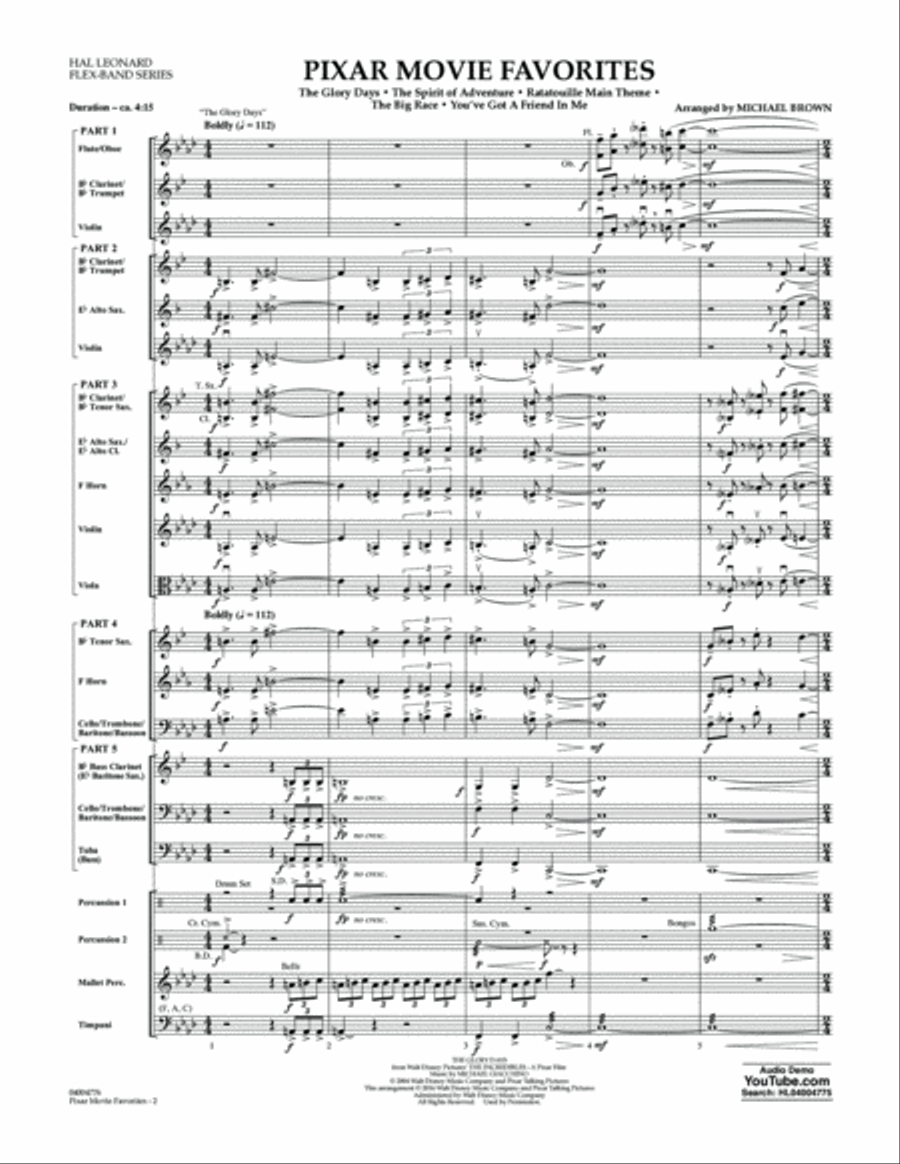 Pixar Movie Favorites - Conductor Score (Full Score) Concert Band scores gallery preview page 2