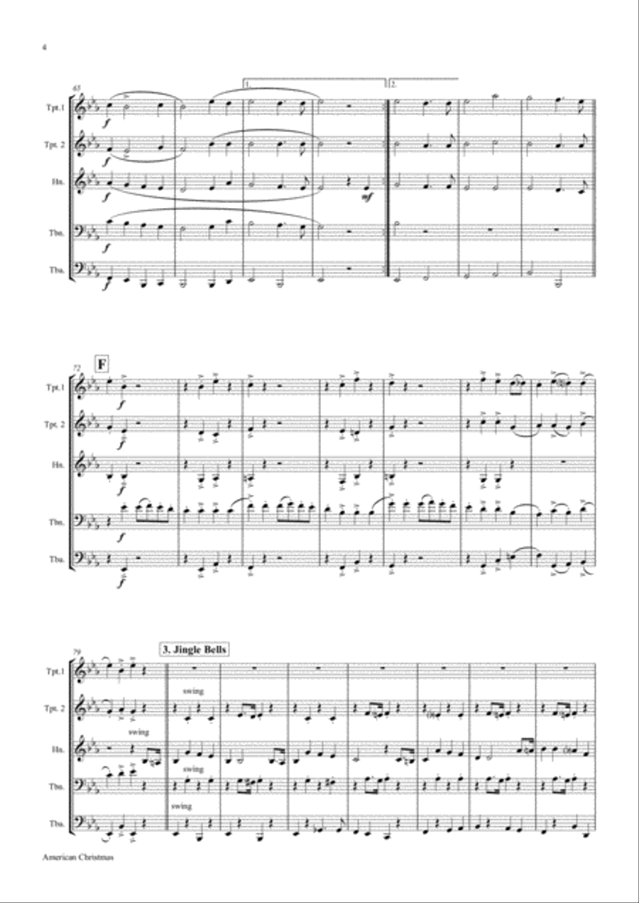 American Christmas - Mash up Rondo of best Christmas Songs - Brass Quintet Brass Quintet scores gallery preview page 5