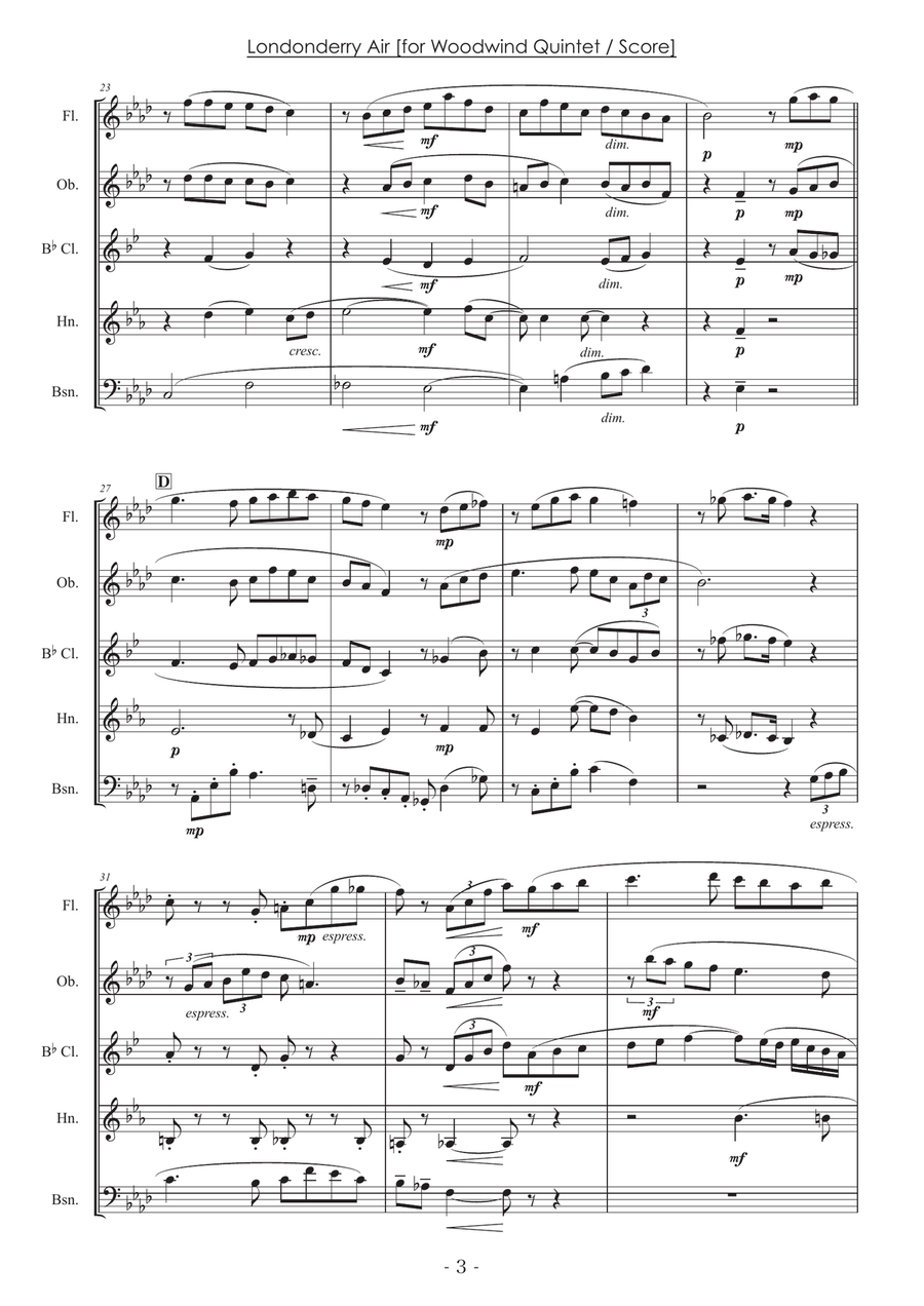 Londonderry Air (Danny Boy) [Woodwind Quintet] Woodwind Quintet scores gallery preview page 3