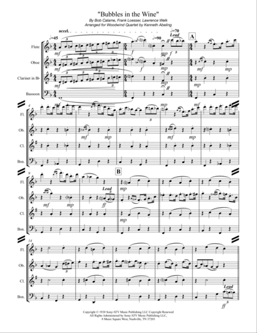 Bubbles In The Wine Woodwind Quartet scores gallery preview page 2